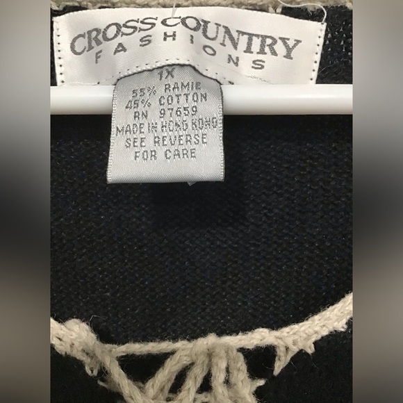 NWT Vintage Cross Country Black Knit Blouse Women’s 1X V-Neck Lace-Up Top Y2K 90 - Picture 5 of 5